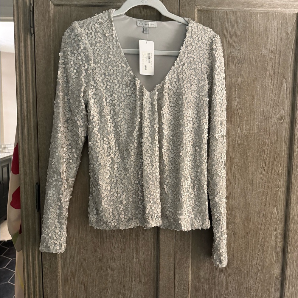 Allison Joy Silver Sequin Blouse